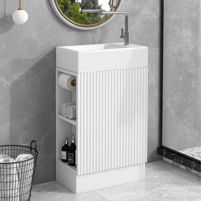 18.6" Bathroom Vanity with Sink, Two-tier Shelf