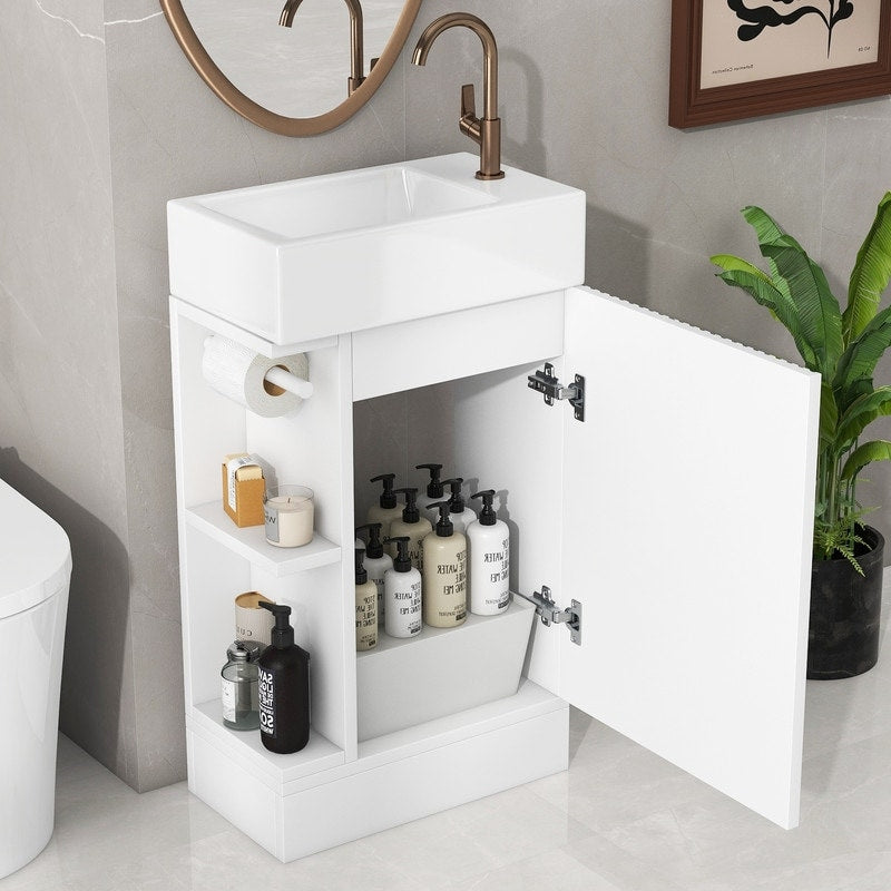 18.6" Bathroom Vanity with Sink, Two-tier Shelf