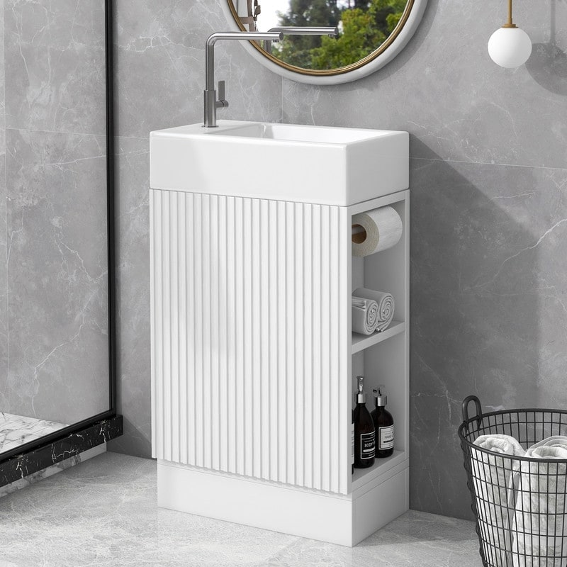 18.6" Bathroom Vanity with Sink, Two-tier Shelf