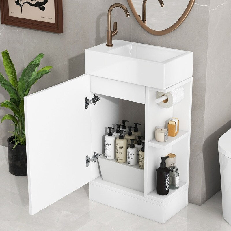 18.6" Bathroom Vanity with Sink, Two-tier Shelf