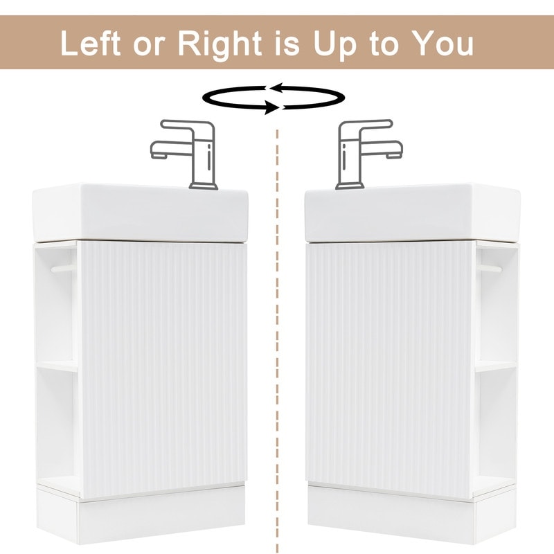 18.6" Bathroom Vanity with Sink, Two-tier Shelf