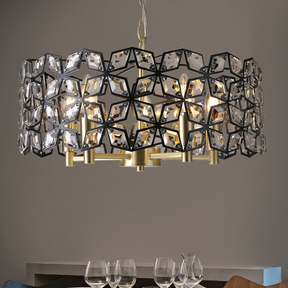 18.9 in.W Modern Crystal Chandelier Round Cristal Lamp