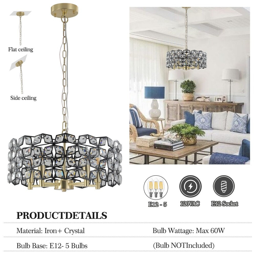 18.9 in.W Modern Crystal Chandelier Round Cristal Lamp