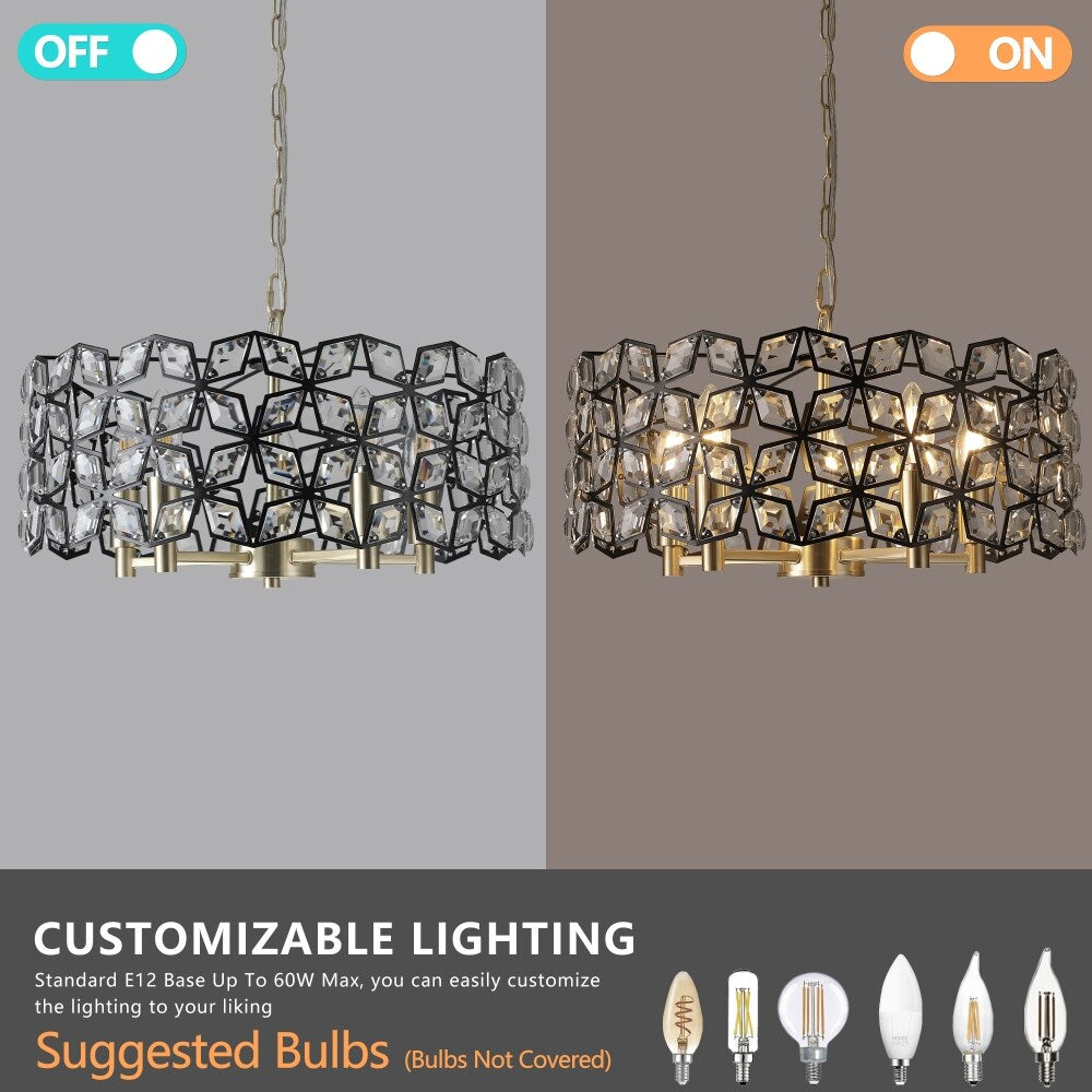 18.9 in.W Modern Crystal Chandelier Round Cristal Lamp