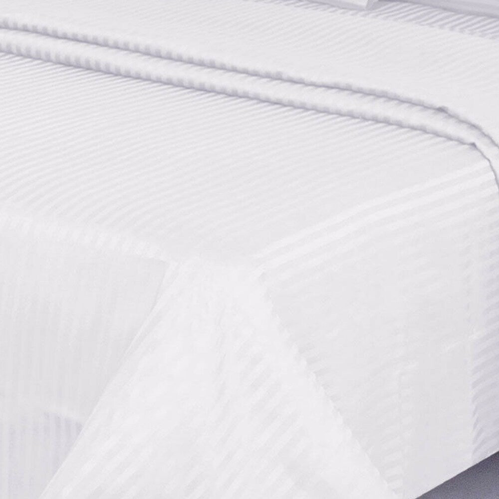 1800 Count Deluxe 4-Piece Stripe Deep Pocket Full Bed Sheet White