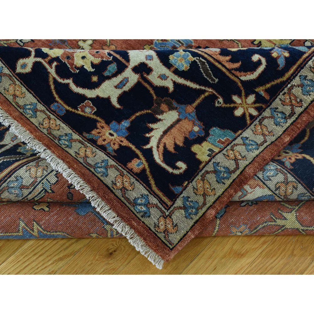 Shahbanu Rugs Antiqued Heriz Recreation Hand-Knotted Pure Wool Rug (8'10"x11'10")