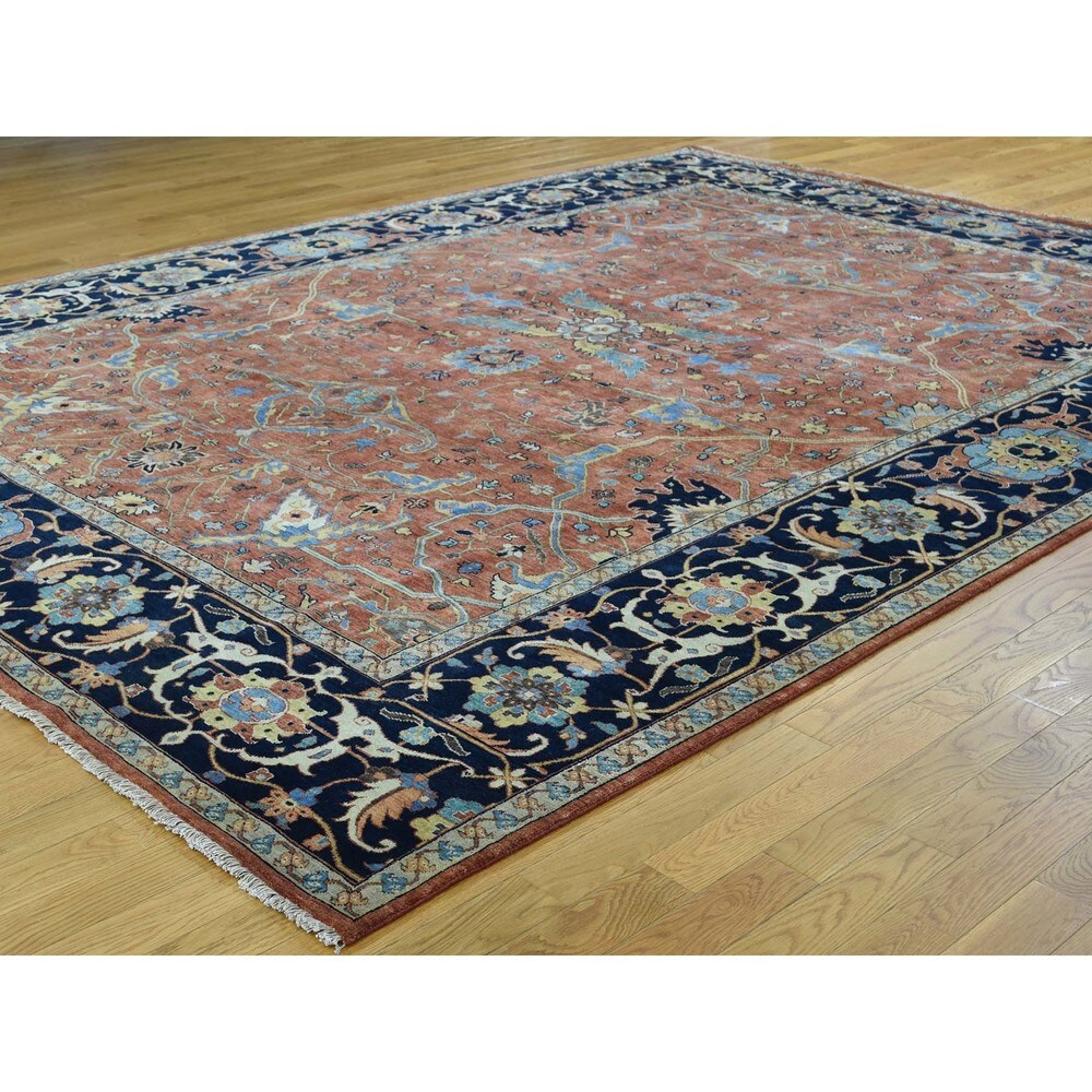 Shahbanu Rugs Antiqued Heriz Recreation Hand-Knotted Pure Wool Rug (8'10"x11'10")