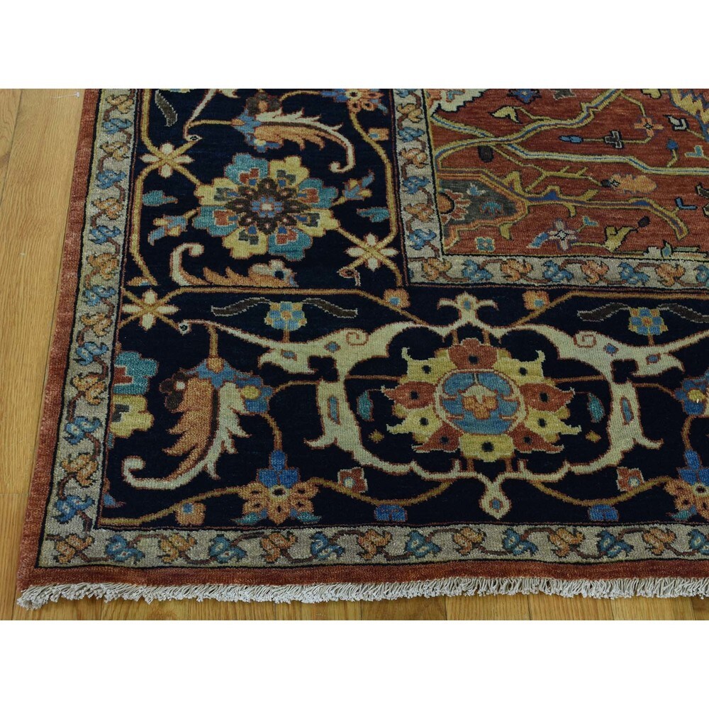 Shahbanu Rugs Antiqued Heriz Recreation Hand-Knotted Pure Wool Rug (8'10"x11'10")