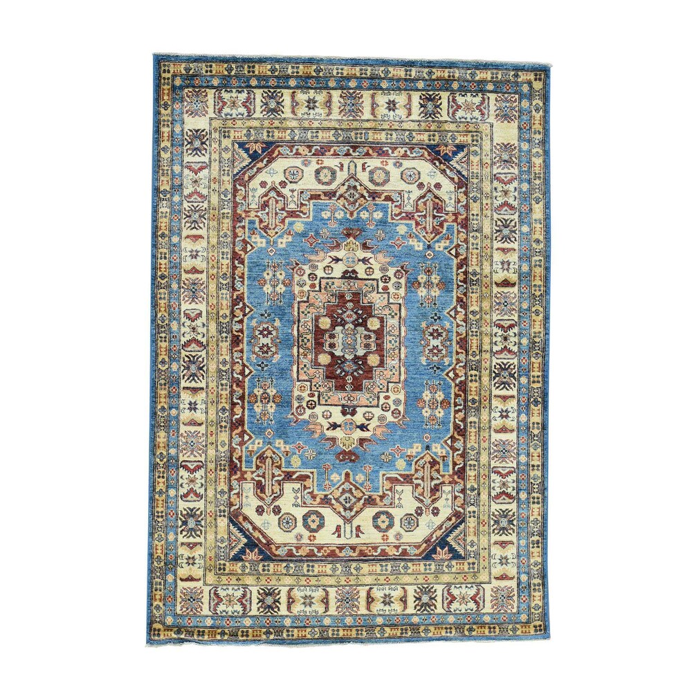 Shahbanu Rugs Hand-Knotted 100 Percent Wool Super Kazak Oriental Carpet (5'0"x7'2")