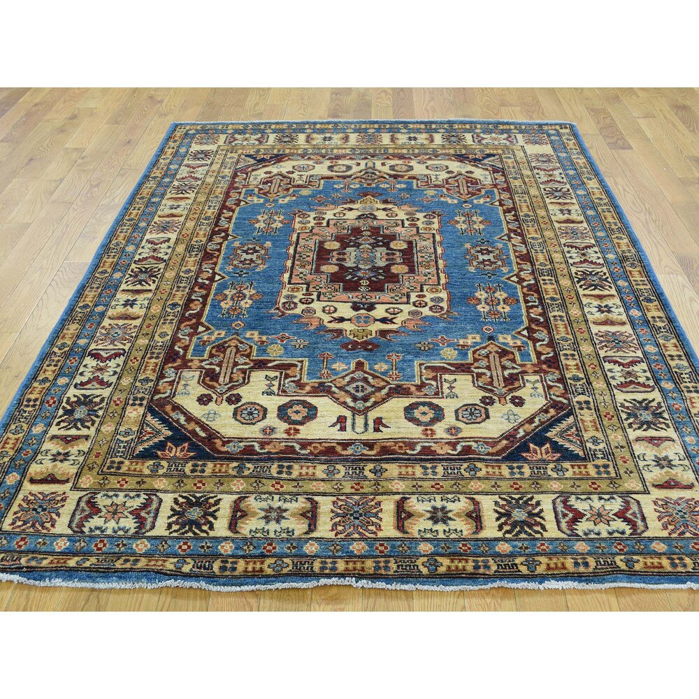 Shahbanu Rugs Hand-Knotted 100 Percent Wool Super Kazak Oriental Carpet (5'0"x7'2")