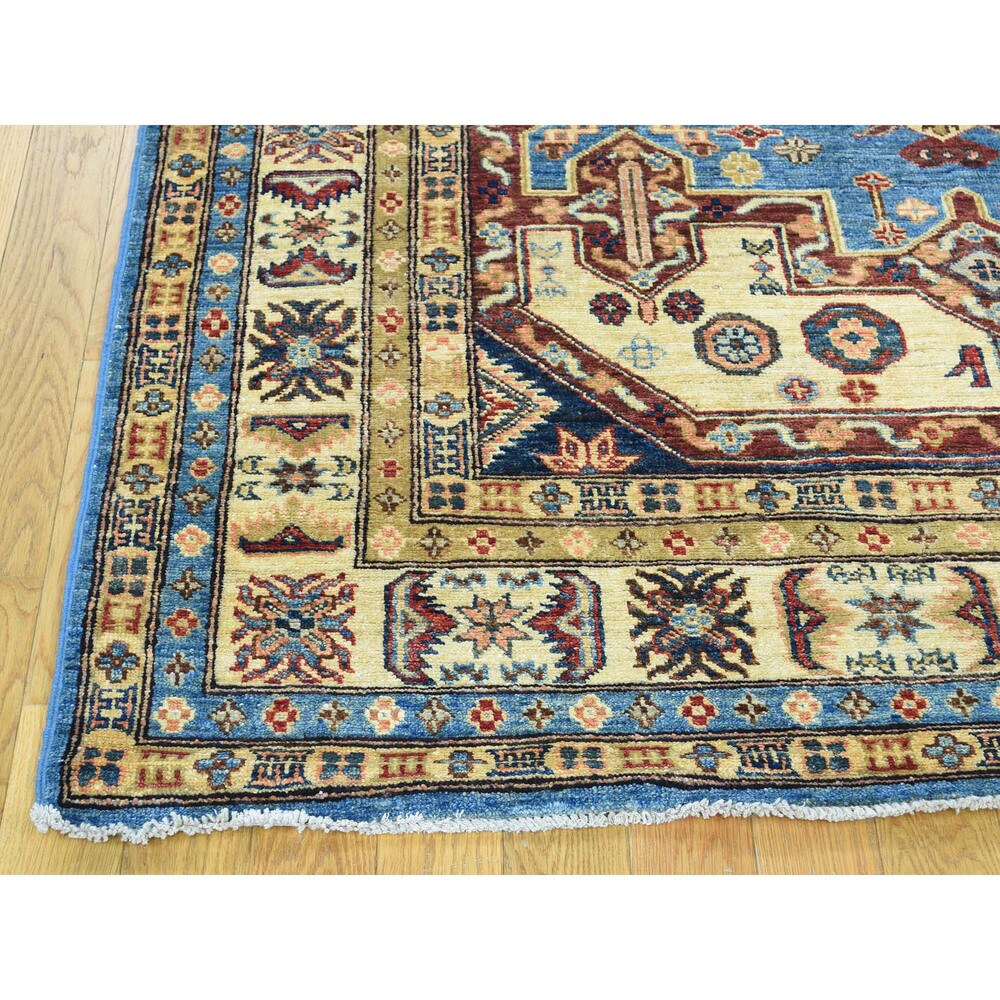 Shahbanu Rugs Hand-Knotted 100 Percent Wool Super Kazak Oriental Carpet (5'0"x7'2")