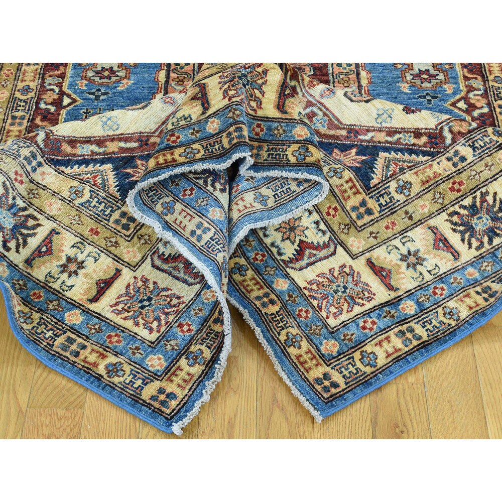 Shahbanu Rugs Hand-Knotted 100 Percent Wool Super Kazak Oriental Carpet (5'0"x7'2")