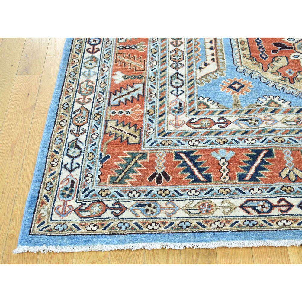Shahbanu Rugs Peshawar Blue Wool Hand-knotted Tribal Area Rug (9'2 x 12'3)