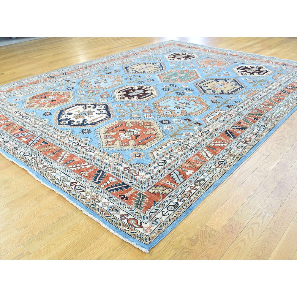 Shahbanu Rugs Peshawar Blue Wool Hand-knotted Tribal Area Rug (9'2 x 12'3)