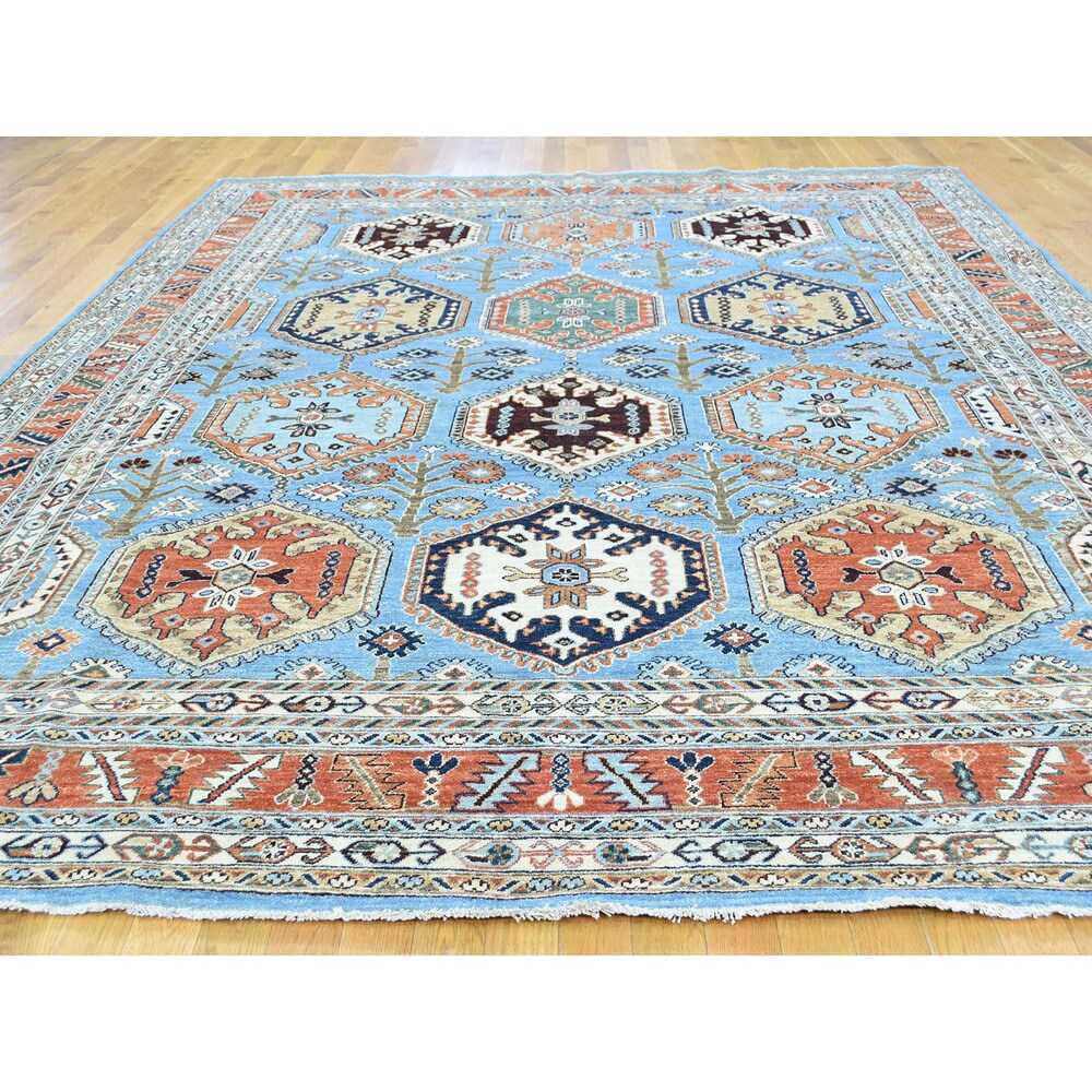 Shahbanu Rugs Peshawar Blue Wool Hand-knotted Tribal Area Rug (9'2 x 12'3)