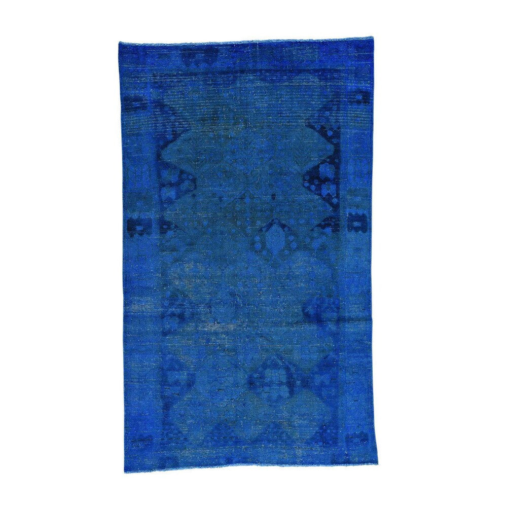 Shahbanu Rugs Hand-Knotted Pure Wool Overdyed Bakhtiari Worn Oriental Rug (5'5x9'1)