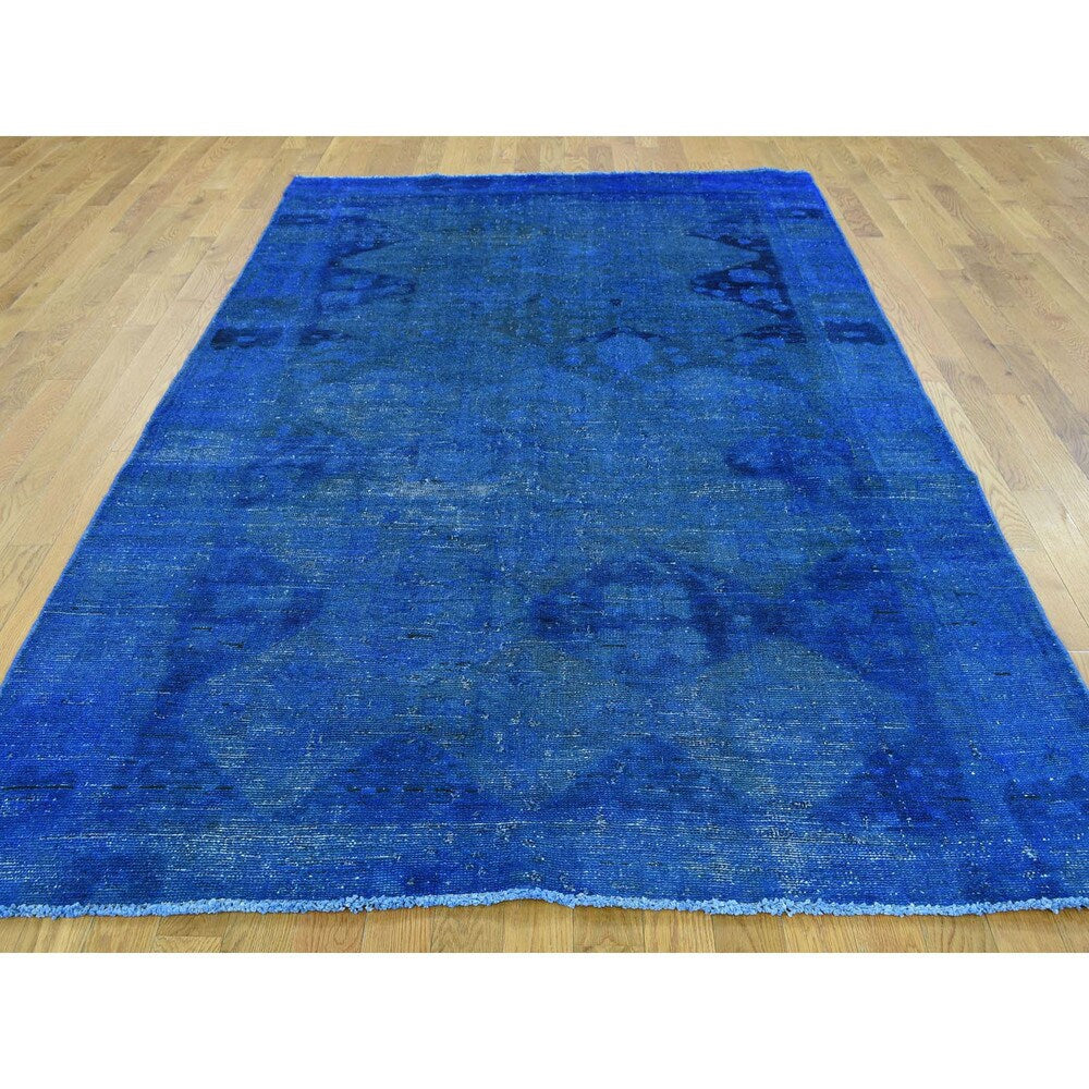 Shahbanu Rugs Hand-Knotted Pure Wool Overdyed Bakhtiari Worn Oriental Rug (5'5x9'1)