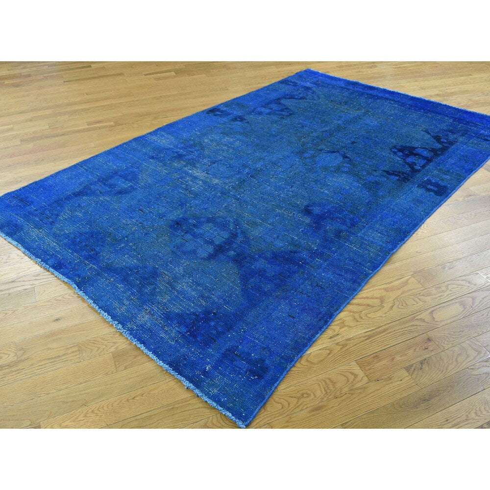 Shahbanu Rugs Hand-Knotted Pure Wool Overdyed Bakhtiari Worn Oriental Rug (5'5x9'1)