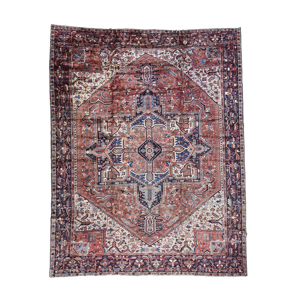 Shahbanu Rugs Semi-antique Persian Heriz Oversize Hand-knotted Rug (11'1 x 14'2)