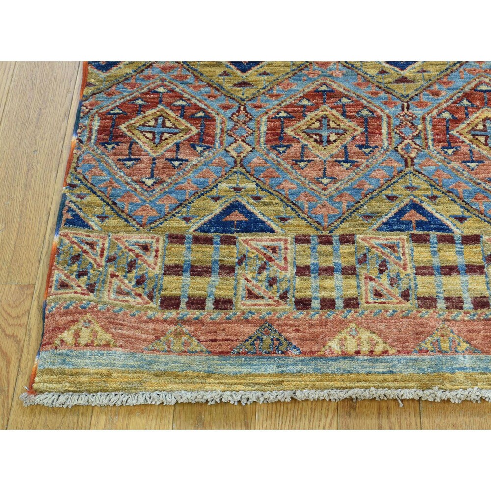 Shahbanu Rugs Hand-Knotted Super Kazak Pure Wool Khorjin Design Oriental Rug (2'8x4'5) - Multi