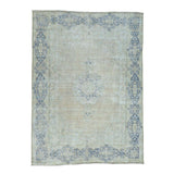Shahbanu Rugs Kerman Whitewash Hand-knotted Wool Zero Pile Shaved Thin Rug (9'8 x 13'2)