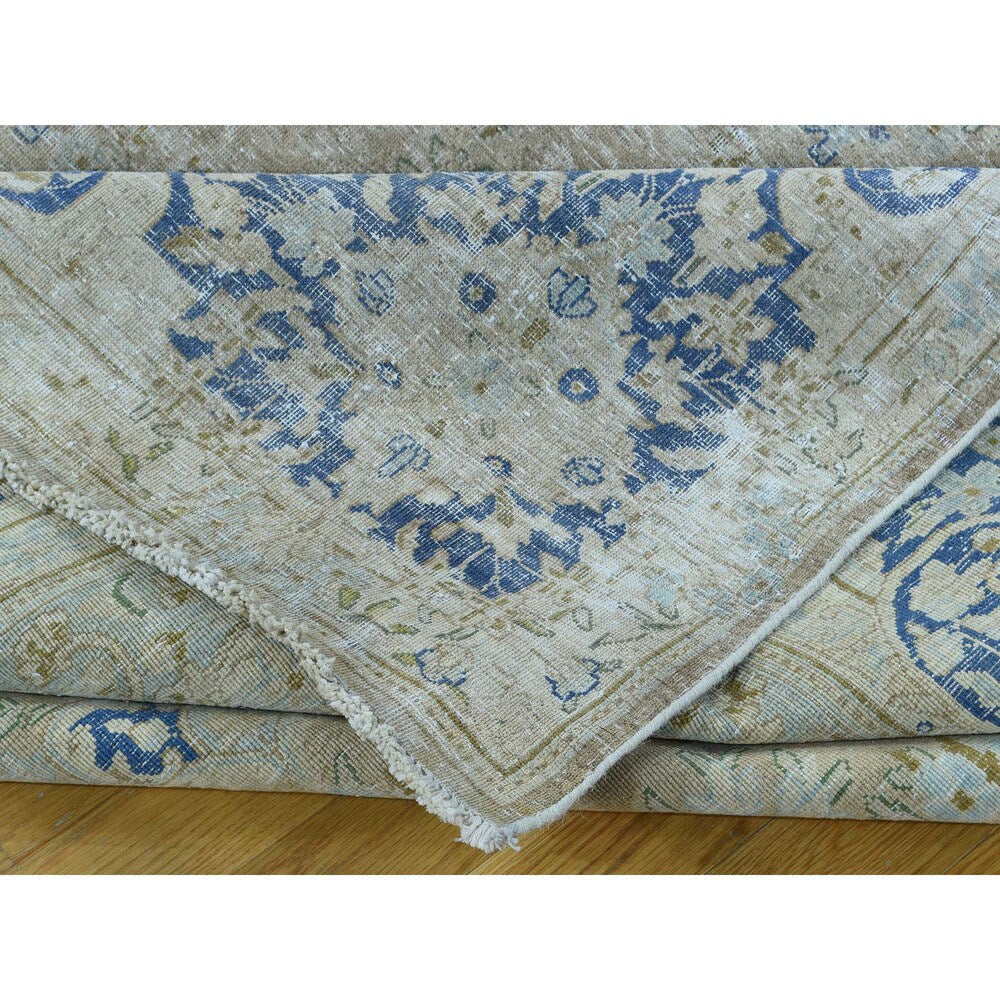 Shahbanu Rugs Kerman Whitewash Hand-knotted Wool Zero Pile Shaved Thin Rug (9'8 x 13'2)