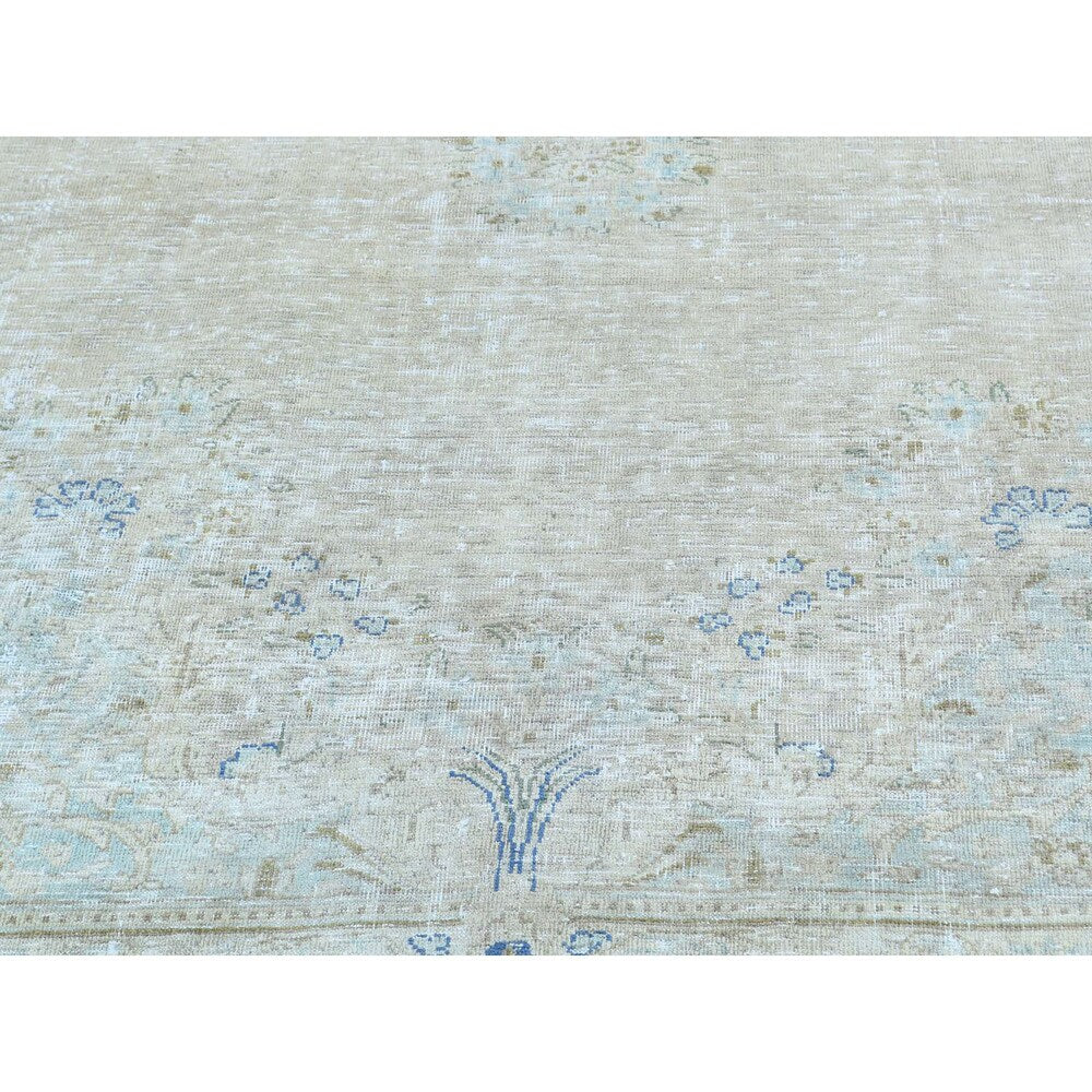 Shahbanu Rugs Kerman Whitewash Hand-knotted Wool Zero Pile Shaved Thin Rug (9'8 x 13'2)