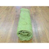 Shahbanu Rugs Peshawar Lime Green Pure Wool Handmade Overdyed Oriental Rug