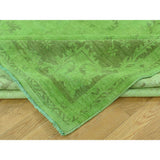 Shahbanu Rugs Peshawar Lime Green Pure Wool Handmade Overdyed Oriental Rug