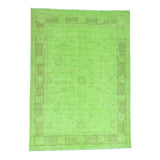 Shahbanu Rugs Peshawar Lime Green Pure Wool Handmade Overdyed Oriental Rug