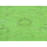 Shahbanu Rugs Peshawar Lime Green Pure Wool Handmade Overdyed Oriental Rug