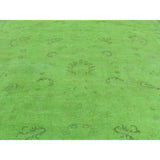 Shahbanu Rugs Peshawar Lime Green Pure Wool Handmade Overdyed Oriental Rug
