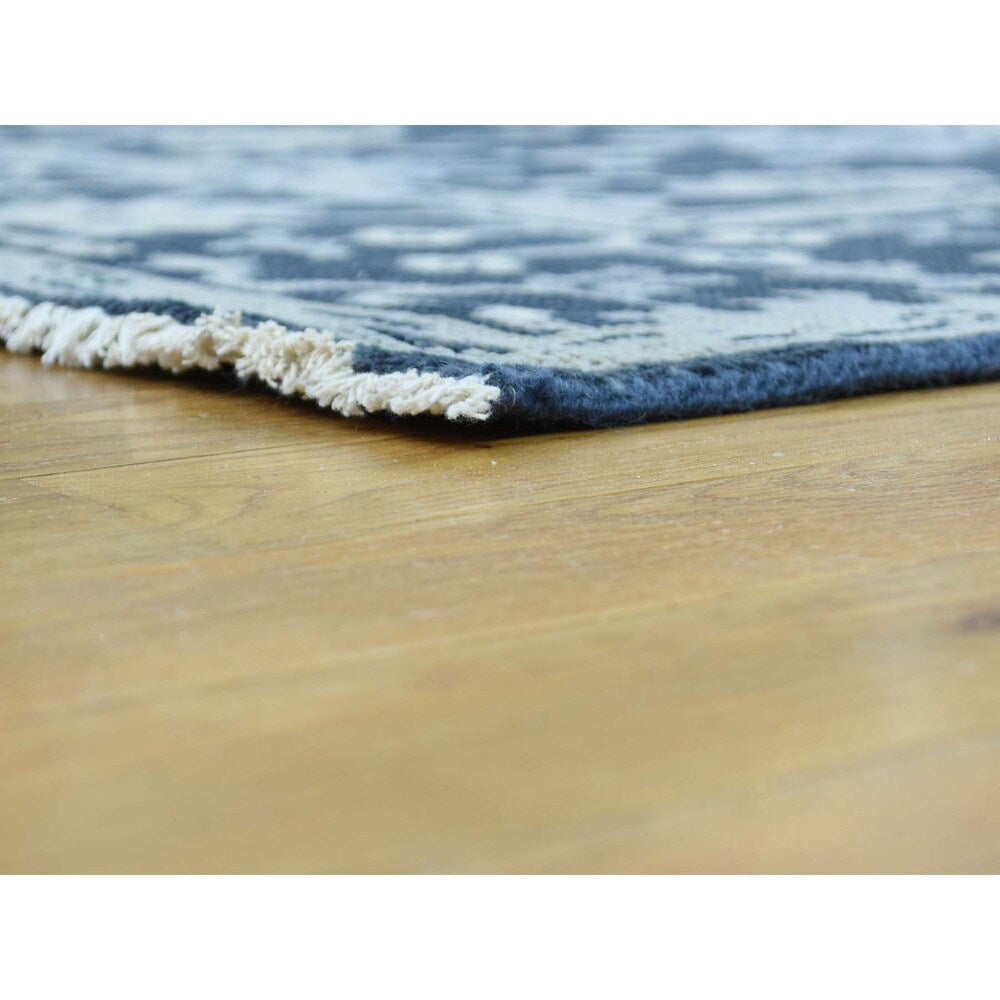 Shahbanu Rugs Handmade Turkish Knot Oushak Cropped Thin Pure Wool Rug