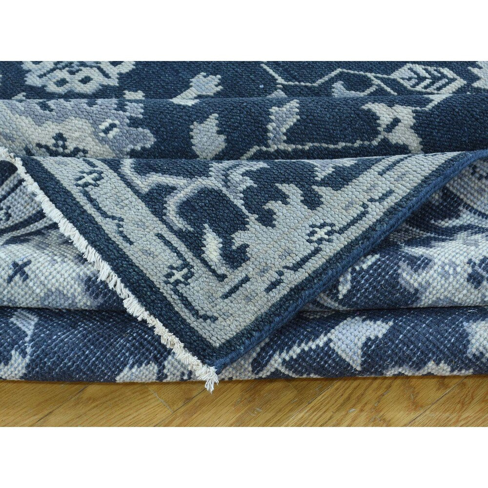 Shahbanu Rugs Handmade Turkish Knot Oushak Cropped Thin Pure Wool Rug