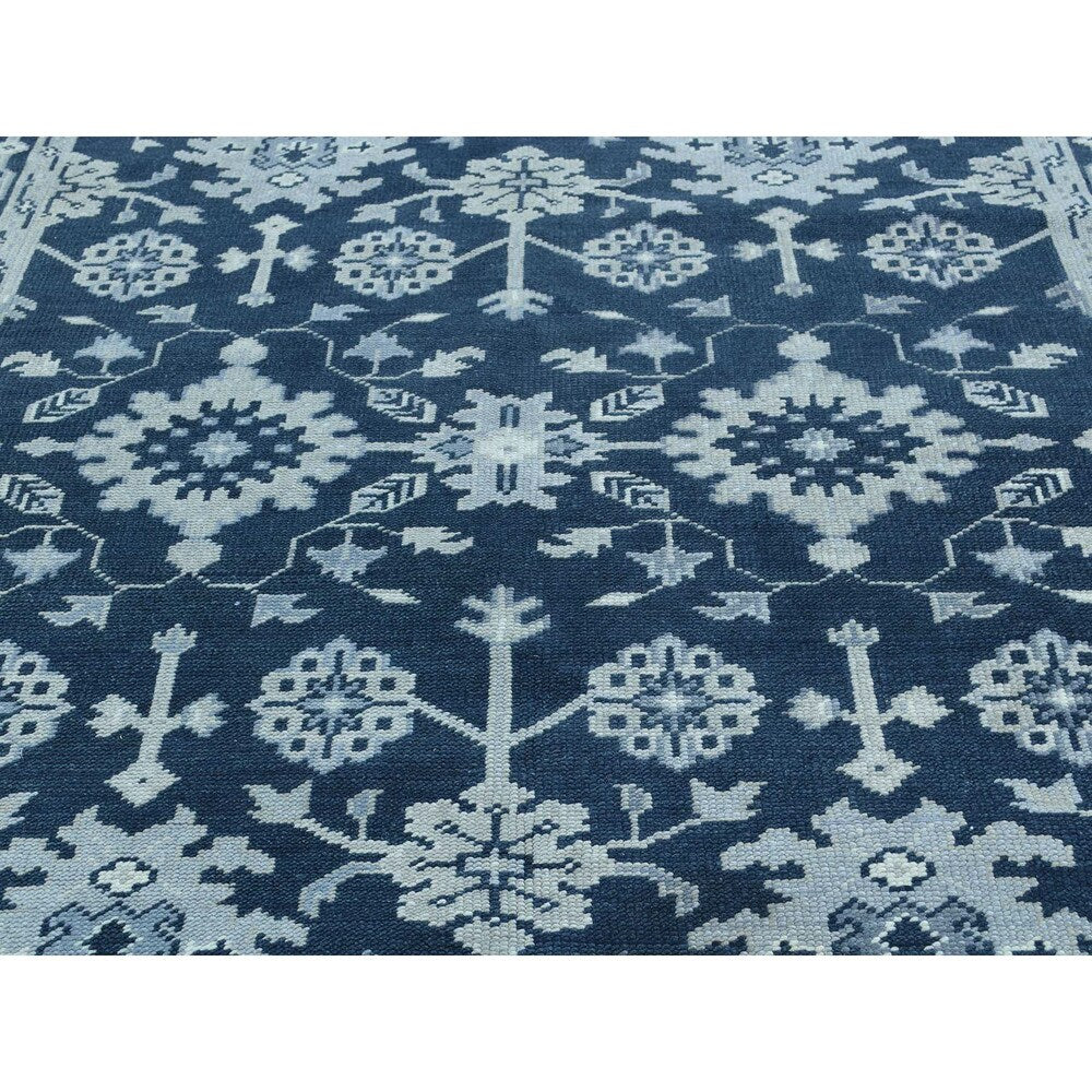 Shahbanu Rugs Handmade Turkish Knot Oushak Cropped Thin Pure Wool Rug