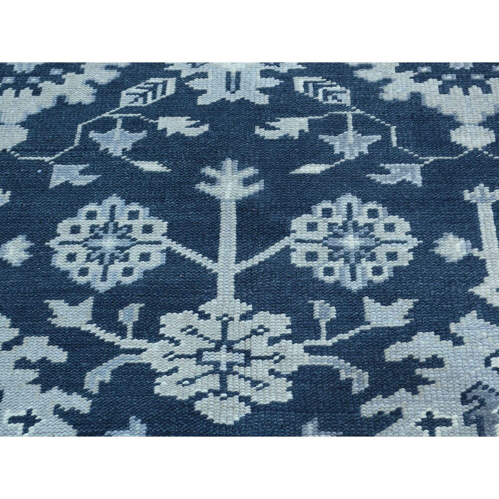 Shahbanu Rugs Handmade Turkish Knot Oushak Cropped Thin Pure Wool Rug
