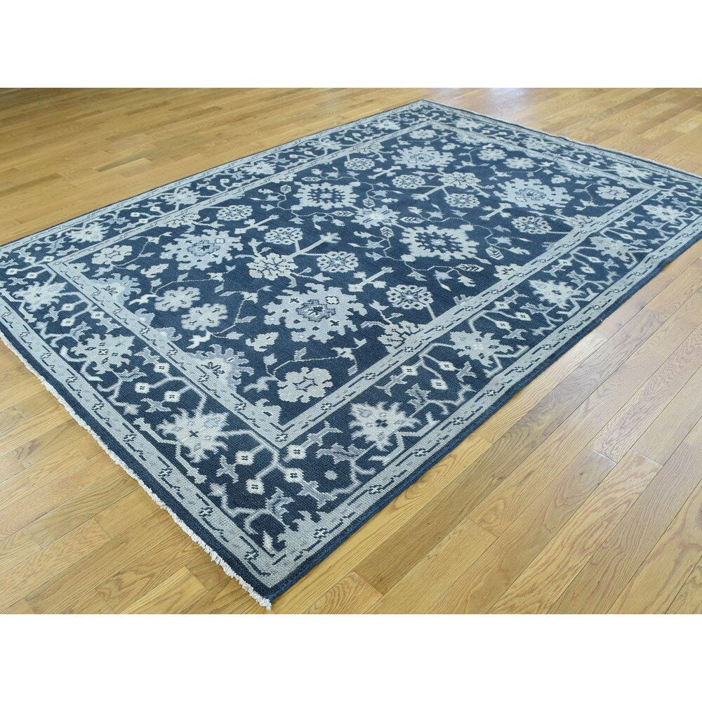 Shahbanu Rugs Handmade Turkish Knot Oushak Cropped Thin Pure Wool Rug