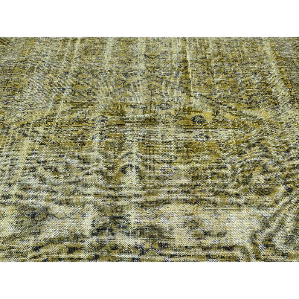 Shahbanu Rugs Handmade Worn Persian Hamadan Overdyed Pure Wool Oriental Rug