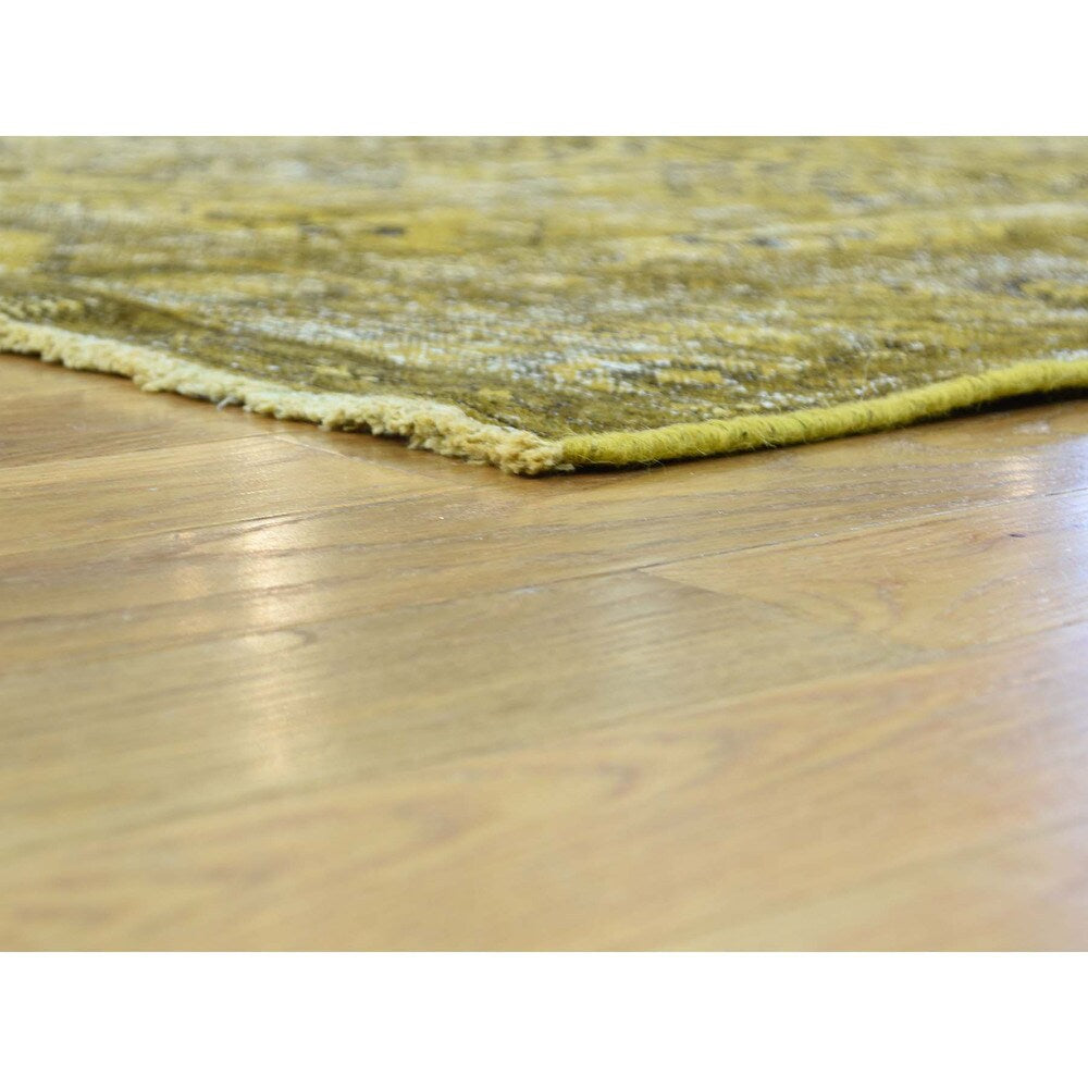Shahbanu Rugs Handmade Worn Persian Hamadan Overdyed Pure Wool Oriental Rug