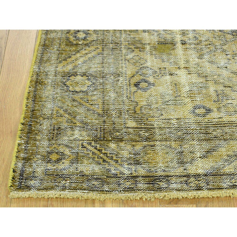 Shahbanu Rugs Handmade Worn Persian Hamadan Overdyed Pure Wool Oriental Rug