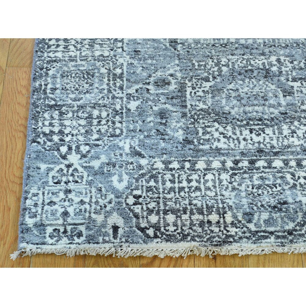 Shahbanu Rugs Mamluk Design Undyed Natural Wool Hand-Knotted XL Runner Rug (2'7x20'0)