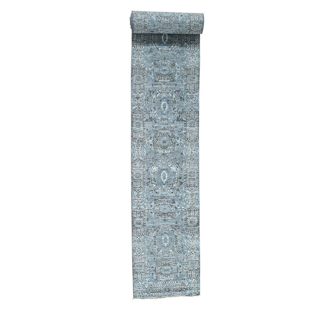 Shahbanu Rugs Mamluk Design Undyed Natural Wool Hand-Knotted XL Runner Rug (2'7x20'0)