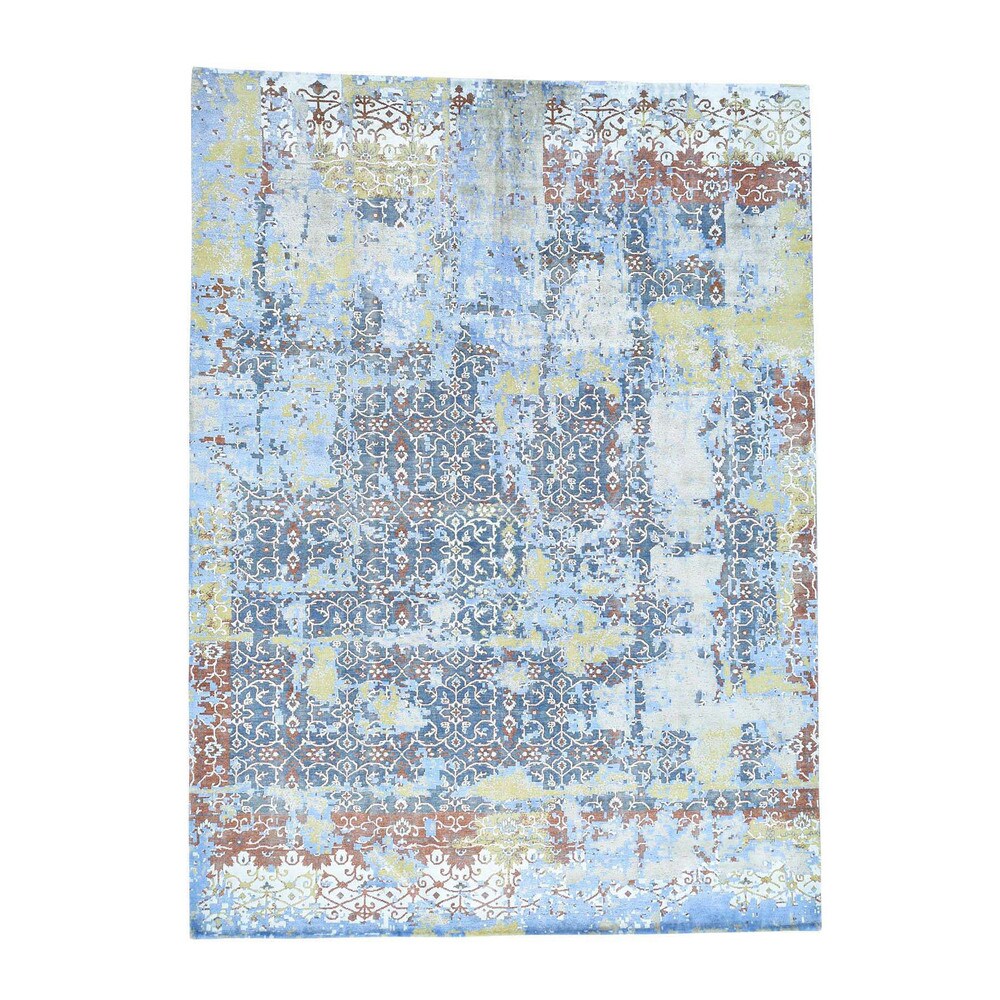 Shahbanu Rugs Oxidized Wool With Silk Abstract Design Handmade Rug - Multi