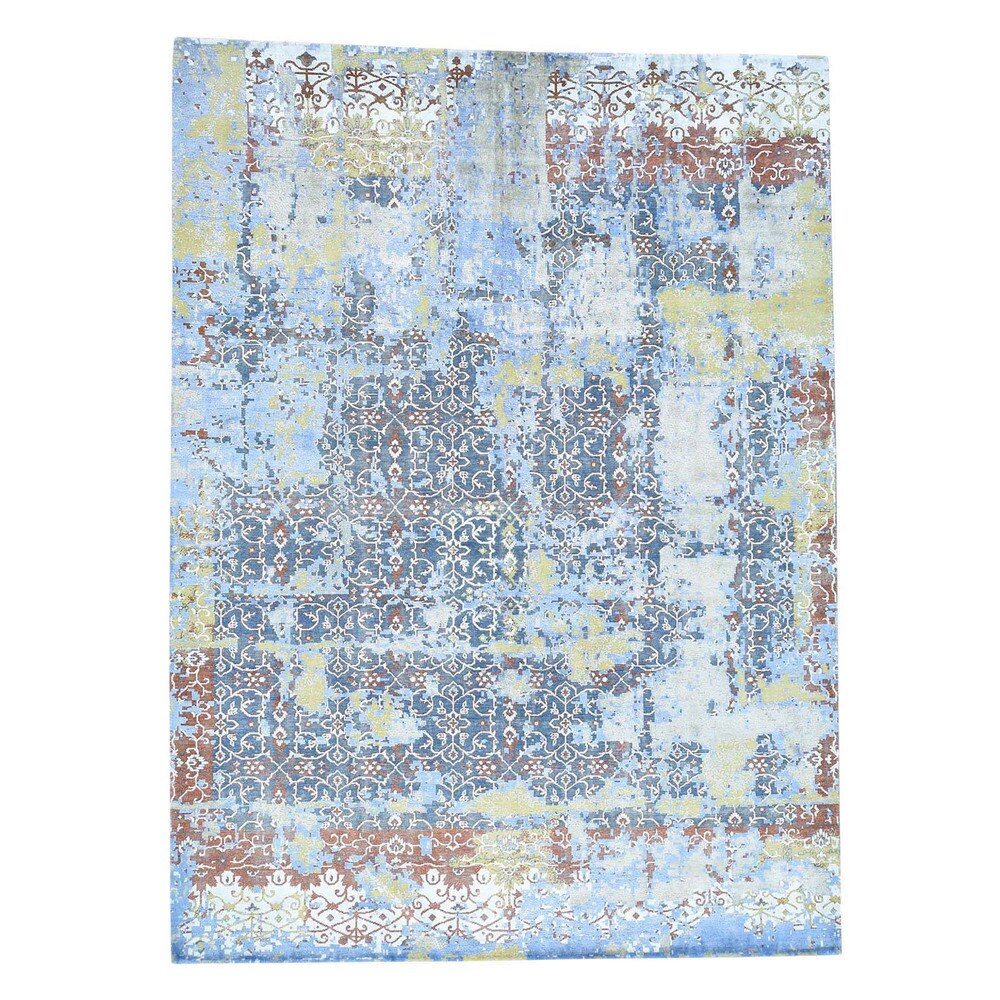 Shahbanu Rugs Multicolored Oxidized Wool and Silk Abstract Handmade Rug - Multi