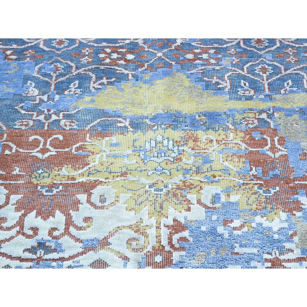 Shahbanu Rugs Multicolored Oxidized Wool and Silk Abstract Handmade Rug - Multi