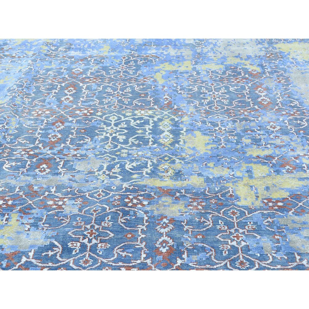 Shahbanu Rugs Multicolored Oxidized Wool and Silk Abstract Handmade Rug - Multi