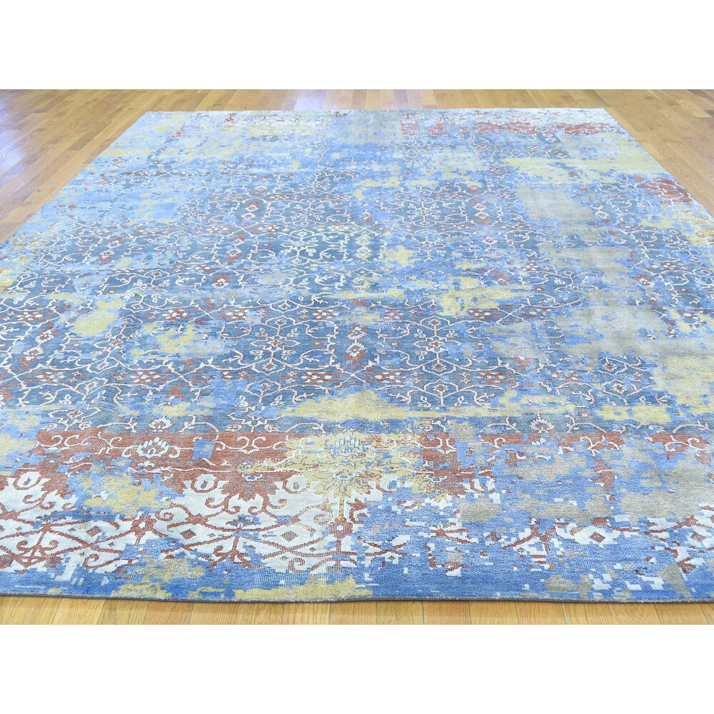 Shahbanu Rugs Multicolored Oxidized Wool and Silk Abstract Handmade Rug - Multi