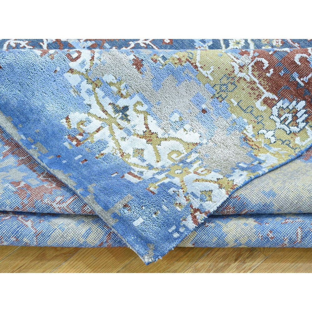 Shahbanu Rugs Multicolored Oxidized Wool and Silk Abstract Handmade Rug - Multi