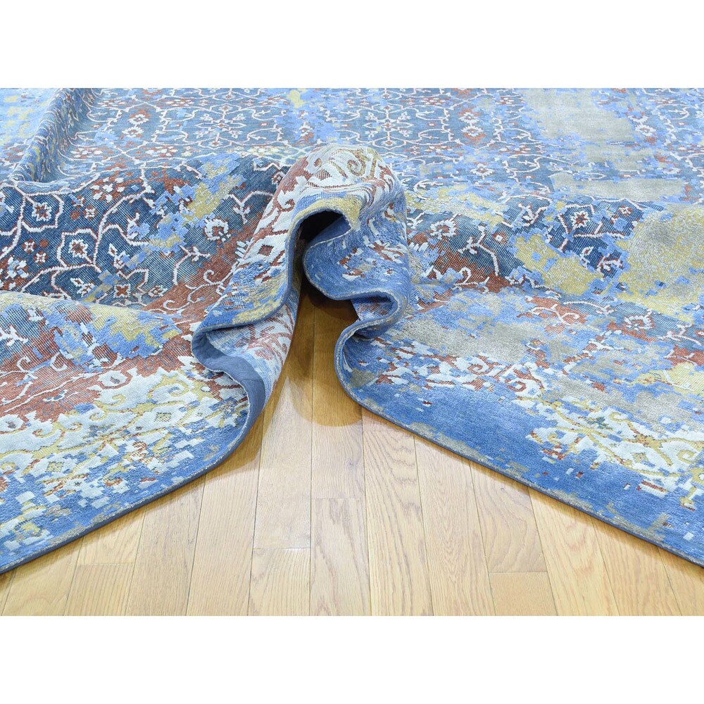 Shahbanu Rugs Multicolored Oxidized Wool and Silk Abstract Handmade Rug - Multi