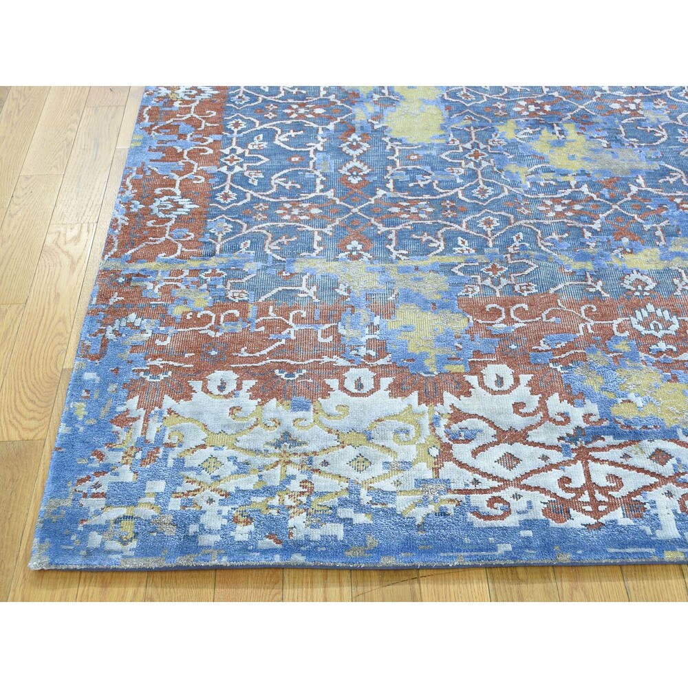 Shahbanu Rugs Multicolored Oxidized Wool and Silk Abstract Handmade Rug - Multi